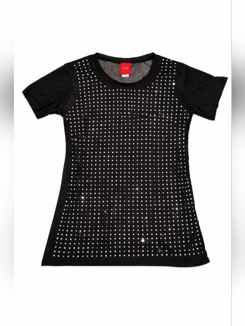 ✨ Black Rhinestone Studded Short Sleeve Top – Sparkle Statement Piece ✨